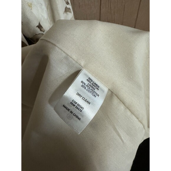 NWT Joie Floral Linen Blend Blazer Neutral Tan‎ White Botanical Jacket Size L - Picture 4 of 5